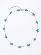 Salt & Sea Necklace ατσάλινο κολιέ με τιρκουάζ αστερίες σε ασημί αλυσίδα