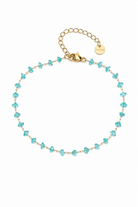 Sea Sparkle Bracelet ατσάλινο χρυσό βραχιόλι με ακανόνιστα γαλάζια κρυσταλλάκια