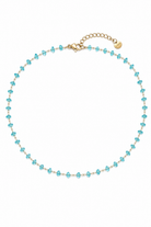 Sea Sparkle Necklace ατσάλινο χρυσό κολιέ με ακανόνιστα γαλάζια κρυσταλλάκια