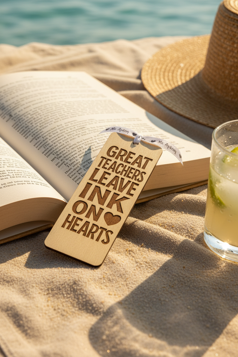 ξυλινος σελιδοδεικτης great teachers leave ink on hearts με κορδελα