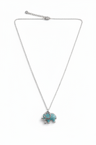 elephia necklace ατσάλινο κολιέ ελεφαντάκι με τυρκουάζ ζιργκόν  ασημί so cute by dimi