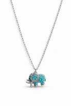 elephia necklace ατσάλινο κολιέ ελεφαντάκι με τυρκουάζ ζιργκόν  ασημί so cute by dimi