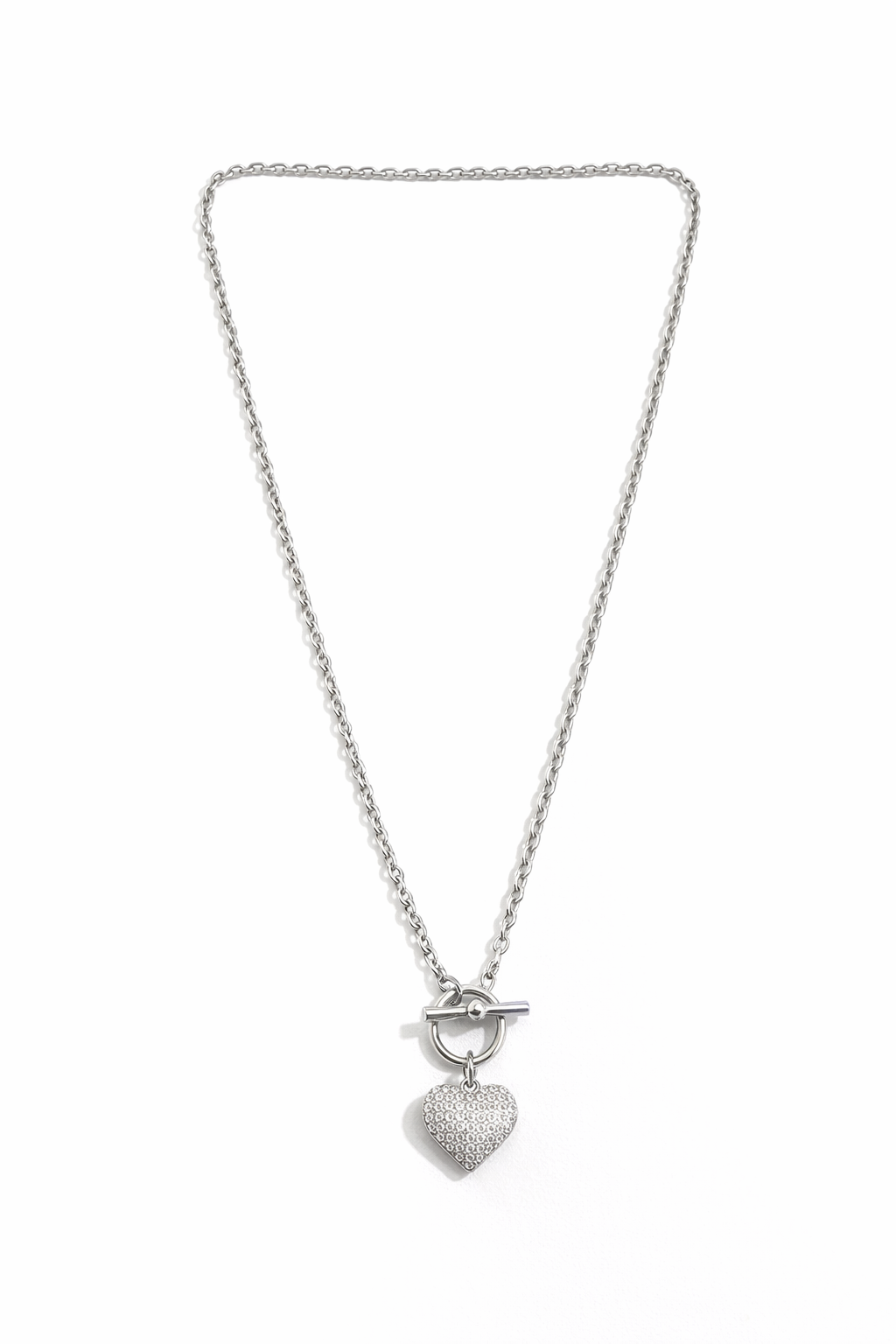 κολιέ Lumière Heart με μπροστινό κούμπωμα και φουσκωτή καρδιά με ζιργκόν από ατσάλι So Cute by Dimi
