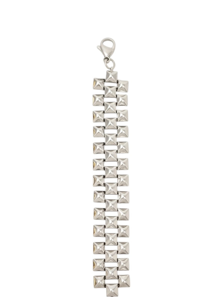Silver stainless steel pyramid link bracelet geometric design stainless steel jewelry