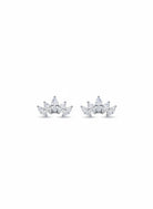 ασημί σκουλαρίκια ear climber stainless steel με marquise ζιργκόν minimal earrings