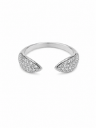Ασημί minimal δαχτυλίδι stainless steel με pavé πέτρες