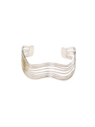 Silver stainless steel wave cuff bracelet open bangle minimalist statement bracelet