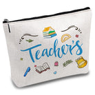 Teacher’s canvas pouch με σχολικά σχέδια και μεταλλικό φερμουάρ σε γωνιακή λήψη