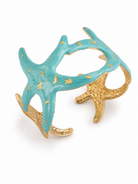 Coral Reef Cuff ατσάλινο statement βραχιόλι με χρυσούς αστερίες και glossy enamel λεπτομέρειες σε τυρκουάζ 
