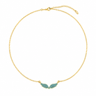 Airy Small Wings Necklace χρυσό με γαλάζια ζιργκόν σε λευκό φόντο