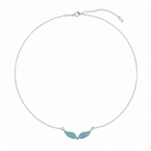 Airy Small Wings Necklace ασημί με γαλάζια ζιργκόν σε λευκό φόντο