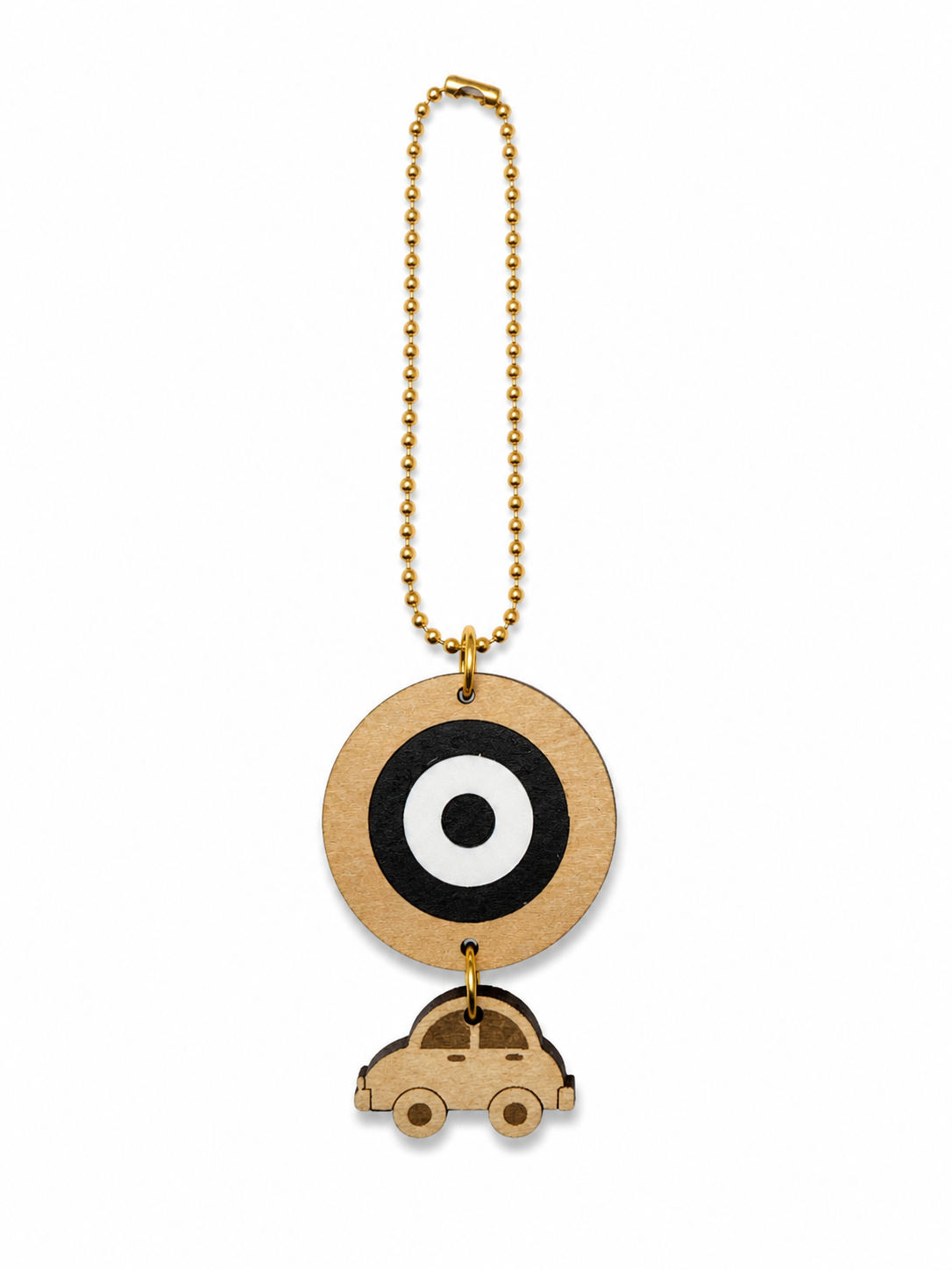 Ξύλινο γούρι αυτοκινήτου μάτι μαύρο Urban Mati Car Charm Wooden Edition με αυτοκινητάκι