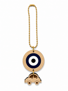 Ξύλινο γούρι αυτοκινήτου μάτι μπλε Urban Mati Car Charm Wooden Edition με αυτοκινητάκι