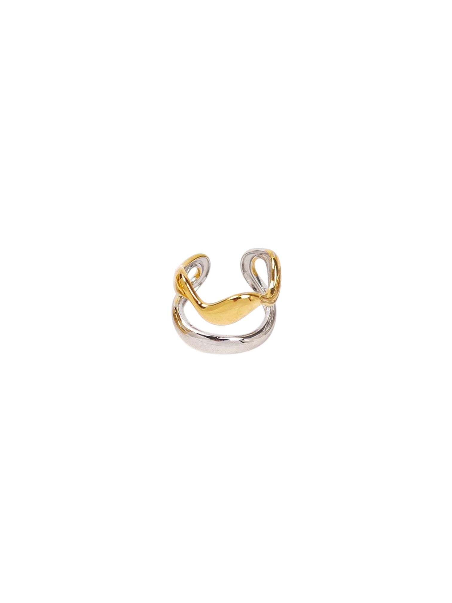Διχρωμο ατσάλινο δαχτυλίδι Velion Loop Ring σε χρυσό και ασημί σε λευκό φόντο So Cute by Dimi
