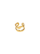 Χρυσό ατσάλινο δαχτυλίδι Velion Loop Ring με καμπυλωτό σχέδιο σε λευκό φόντο So Cute by Dimi