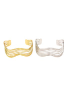Gold and silver stainless steel wave cuff bracelet open bangle modern geometric jewelry