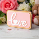 Χειροποίητο Επιτραπέζιο Γούρι "LOVE" – Baby Pink Plexiglass - So Cute by Dimi