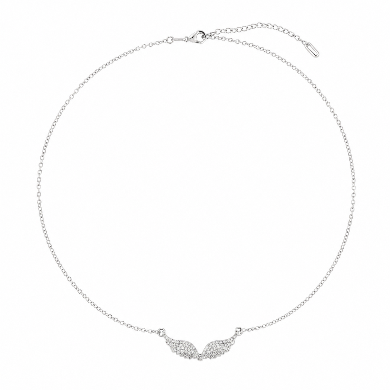 Airy Small Wings Necklace ασημί με λευκά ζιργκόν σε λευκό φόντο