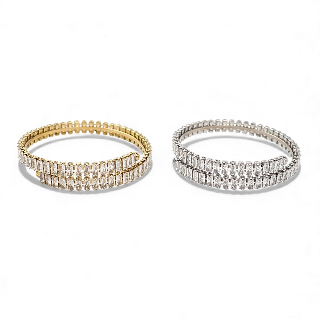 Wrapa cuff bracelet ατσάλινο βραχιόλι ζιργκόν χρυσό και ασημί σε λευκό φόντο by So Cute by Dimi.